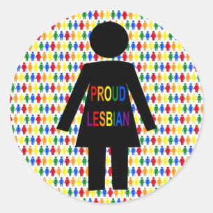 Adesivo Redondo LGBTQ Silhouette Lésbica e Damas Arco-Íris