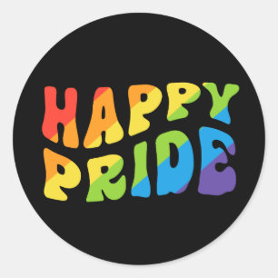 Adesivo Redondo LGBTQIA Rainbow Retro Happy Pride Mês