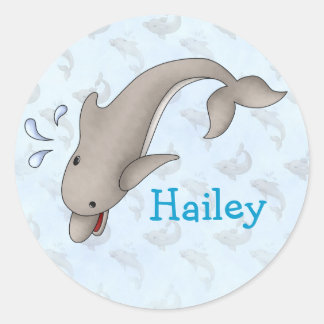 Adesivo Redondo LGC | Vinheta de golfinhos
