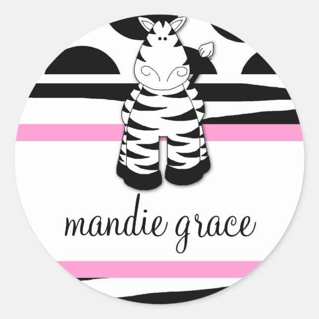 Adesivo Redondo LGC | Vinheta Zebra Dotada Polka (Frente)