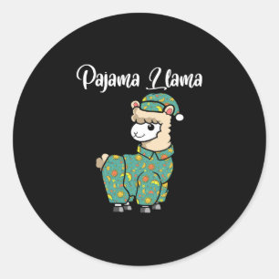 Adesivo Redondo Lhama engraçada pijama lhama hora de dormir pijama