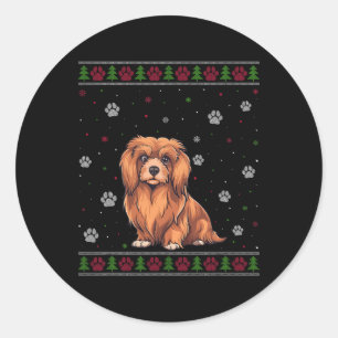 Adesivo Redondo Lhasa Apso Christmas Sweet Xmas Pet Animal Dog L