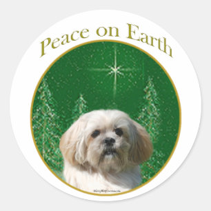 Adesivo Redondo Lhasa Apso Peace