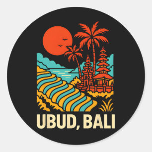 Adesivo Redondo Li Indonésia Ubud Vintage Mulheres Vida Costeira