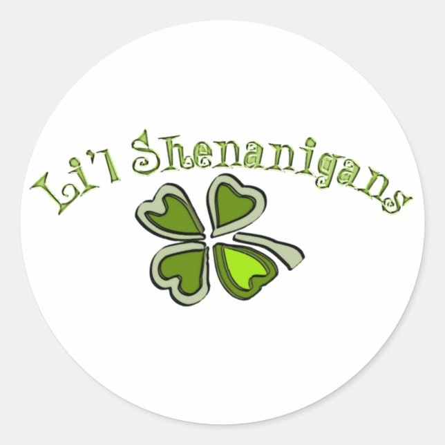 Adesivo Redondo Li’l Shenanigans Um Partido Estranho Shamrock Cart (Frente)