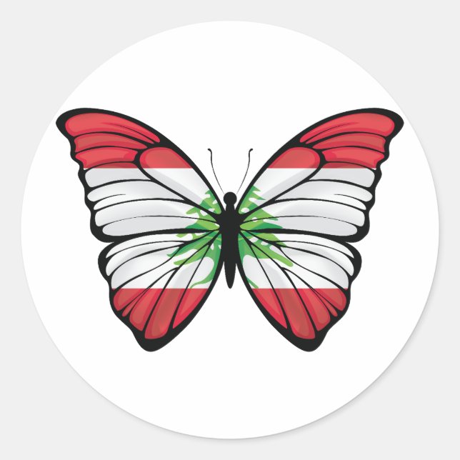 Adesivo Redondo Libano Hypolimnas Butterfly (Frente)