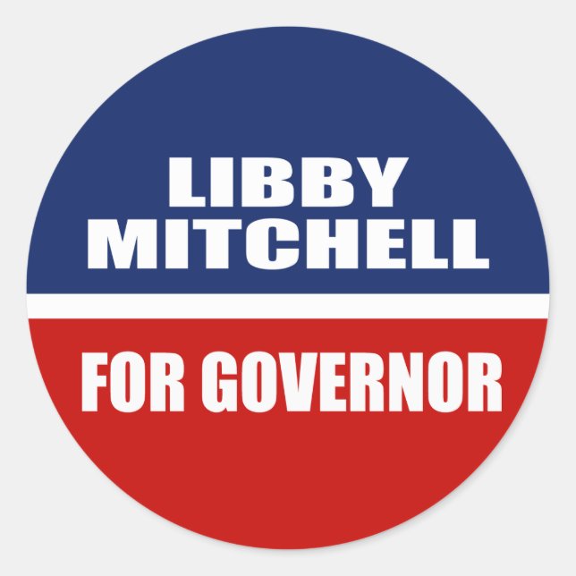 ADESIVO REDONDO LIBBY MITCHELL PARA GOVERNADOR (Frente)