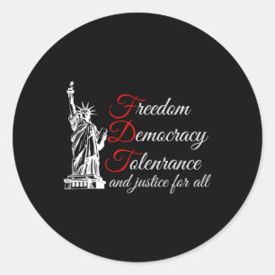 Adesivo Redondo Liberdade, Democracia, Tolerância E Justiça Para T