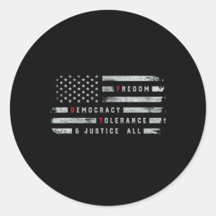 Adesivo Redondo Liberdade Democracia Tolerância Justiça Todas As R