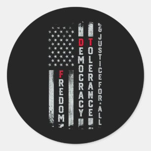 Adesivo Redondo Liberdade Democracia Tolerância Justiça Todas As R
