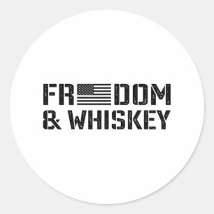 Adesivo Redondo Liberdade E Whisky - 4 De Julho Bandeira Dos EUA E
