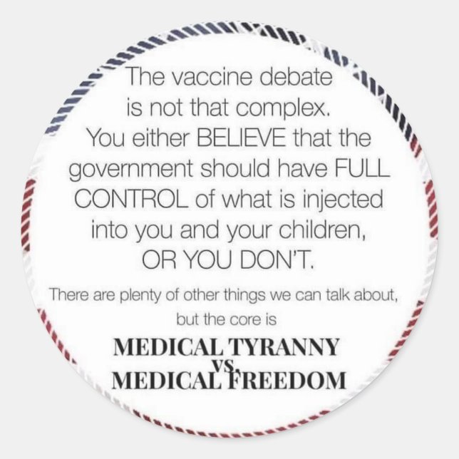 Adesivo Redondo Liberdade médica (Frente)