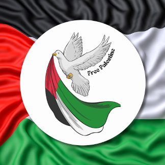 Adesivo Redondo Liberdade Palestina Bandeira Palestina Dove Paz