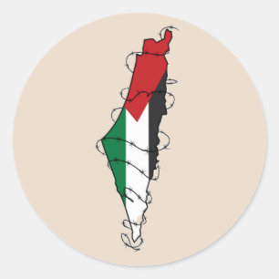 Adesivo Redondo Liberdade Palestina Barbed Wire Mapa da Liberdade