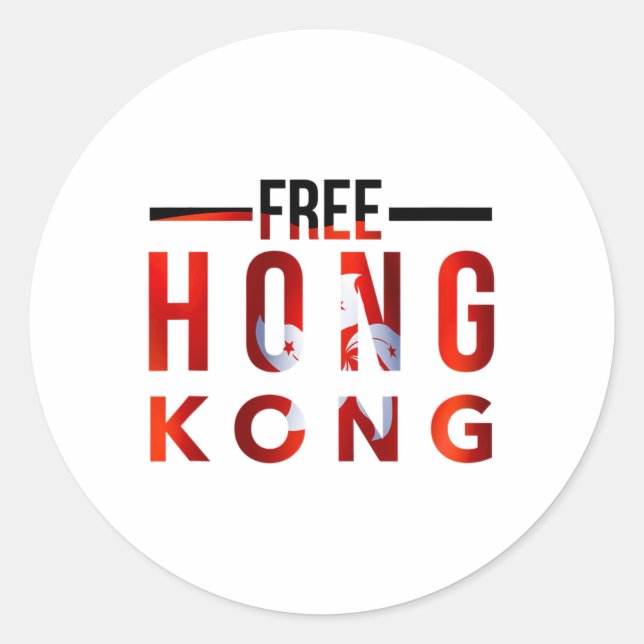 Adesivo Redondo Liberdade para a democracia em Hong Kong agora #fr (Frente)