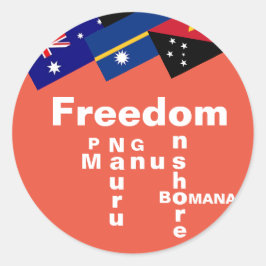Adesivo Redondo Liberdade para os Refugiados - PNG Manus Nauru, em