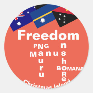 Adesivo Redondo Liberdade para os Refugiados - PNG Manus Nauru Ons