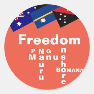 Adesivo Redondo Liberdade para os Refugiados - PNG Manus Nauru Ons