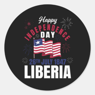 Adesivo Redondo Libéria Dia da Independência Libéria Bandeira da L