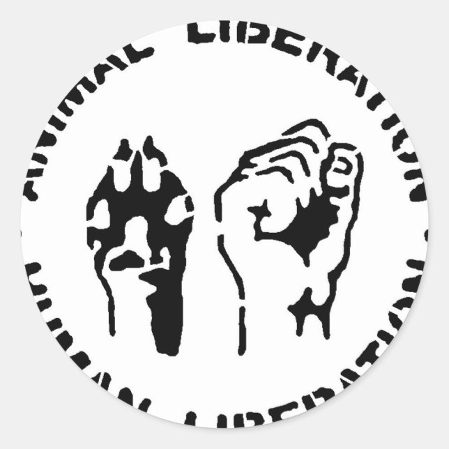 Adesivo Redondo Libertação Animal - Libertação Humana (Frente)
