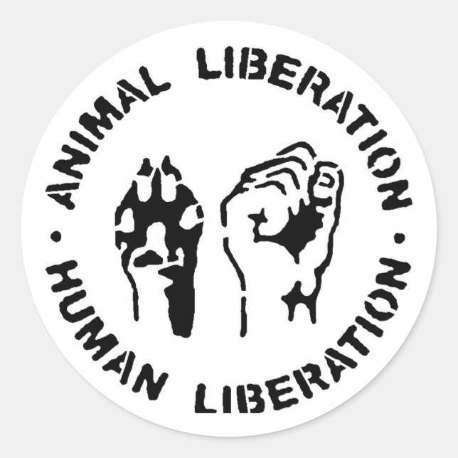 Adesivo Redondo Libertação Animal - Libertação Humana (Frente)