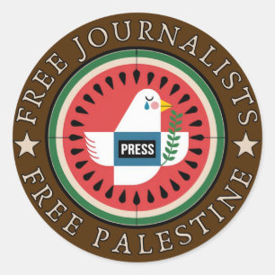 Adesivo Redondo Libertando Jounalistas da Palestina
