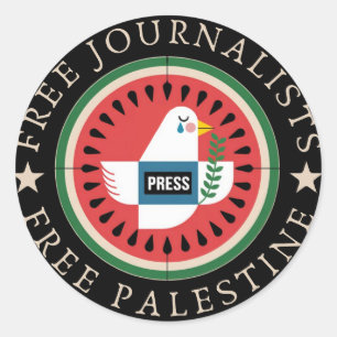Adesivo Redondo Libertando Jounalistas da Palestina