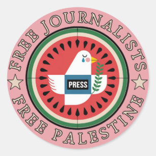 Adesivo Redondo Libertando Jounalistas da Palestina
