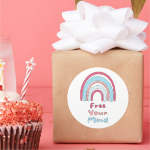 Adesivo Redondo Liberte a sua mente, motivador, colorida, arco-íri