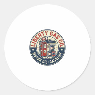 Adesivo Redondo Liberty Gas Co Patriótico Estação de Gasolina Patr