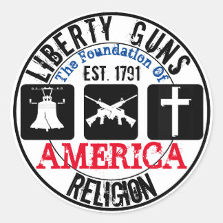 Adesivo Redondo Liberty Guns Religião, Sticker