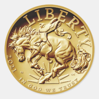 Adesivo Redondo Liberty Horse Coin Classic Round Sticker