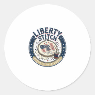 Adesivo Redondo Liberty Stitch Patriótico Bordado Patriótico Neces