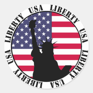 Adesivo Redondo Liberty USA Stickers