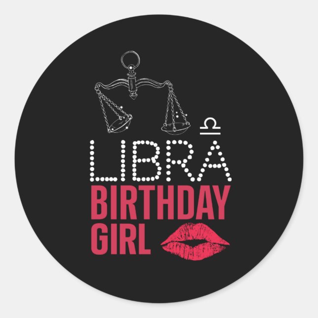 ADESIVO REDONDO LIBRA BIRTHDAY GIRL (Frente)