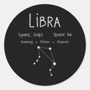Adesivo Redondo Libra Horoscope Astrology - Sinal de Estrela Anive