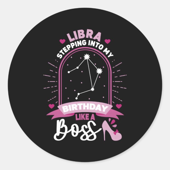 Adesivo Redondo Libra Indo ao Sinal de Nascimento Astrologico (Frente)