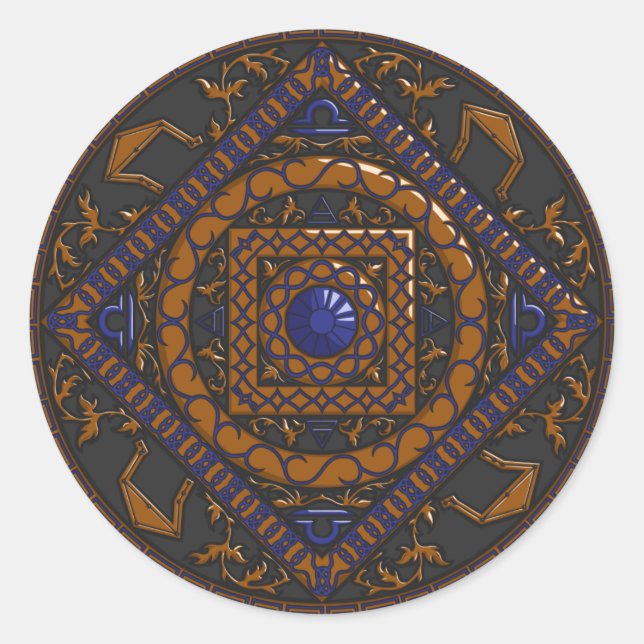 Adesivo Redondo Libra Mandala Sticker (Frente)