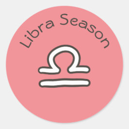 Adesivo Redondo Libra Season Astrologia Zodiac - Sinal Rosa