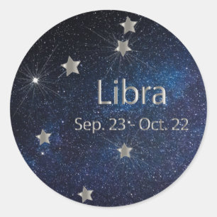 Adesivo Redondo Libra - Sinal de Estrela Zodiac
