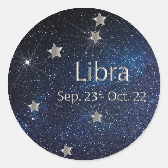 Adesivo Redondo Libra - Sinal de Estrela Zodiac (Frente)