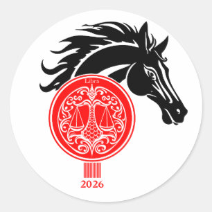 Adesivo Redondo Libra x Ano do Cavalo 2026