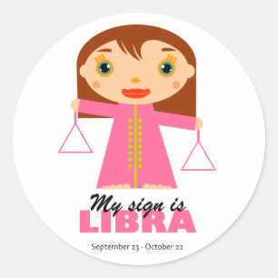 Adesivo Redondo Libra Zodiac para Crianças