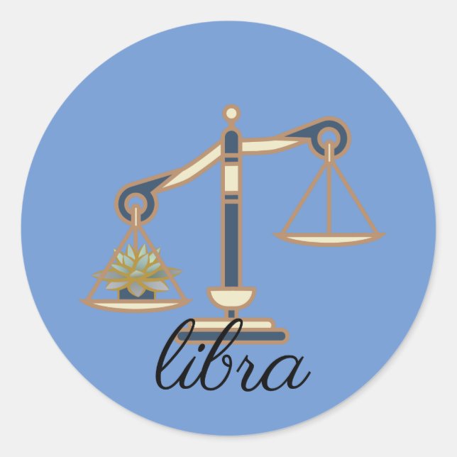 Adesivo Redondo Libra Zodiac Stickers for Women, Small Business (Frente)