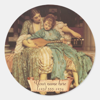 Adesivo Redondo "Lição de Música" Pré-Raphaelite