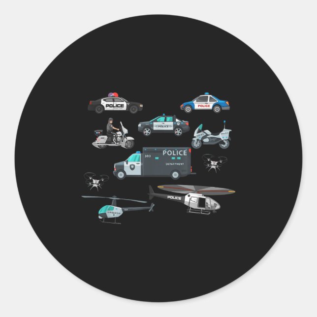 Adesivo Redondo Lice Vehicles Cop Helicopter Toddlers Kids Women M (Frente)