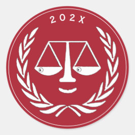 Adesivo Redondo Licenciatura em Direito do Advogado 2025