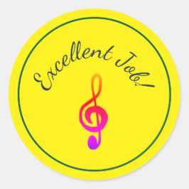 Adesivo Redondo Lições Musicais Sólidas, Treble Clef Reward