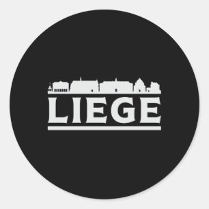 Adesivo Redondo Liege Belgium City Skyline Cityscape Funny Gift