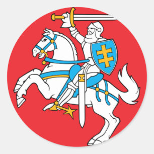 Adesivo Redondo Lietuvos Valstybes Veliava, Vytis, Lituânia Flag